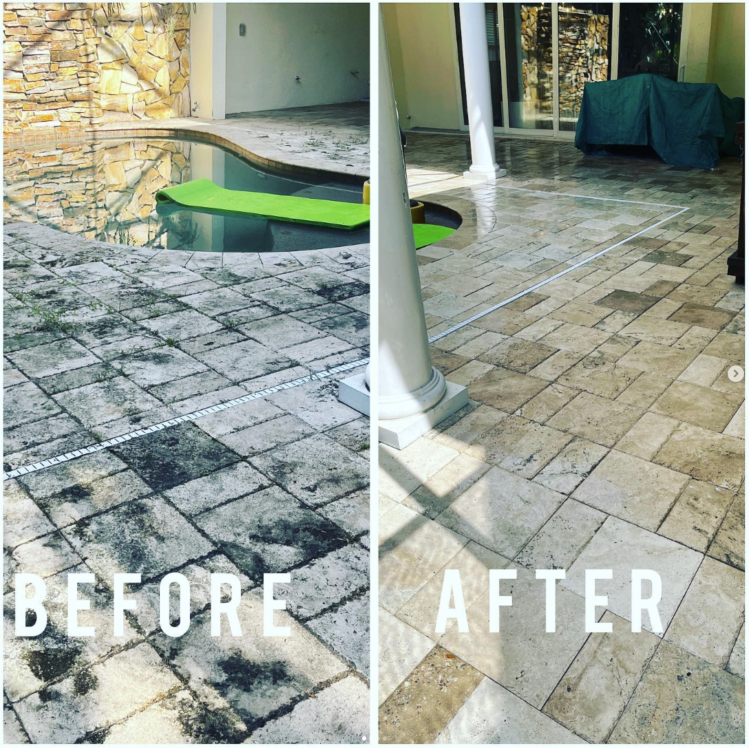Before and after pressure washing example 3